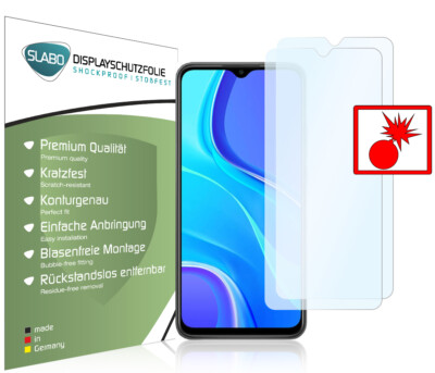Slabo Panzerschutzfolie für Xiaomi Redmi 9 | 9A | 9C (2er Set) KLAR ''Shockproof''