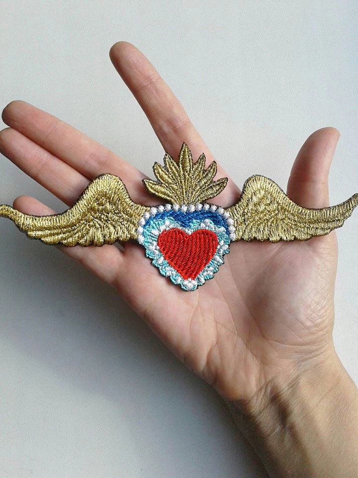 Sacred Heart Milagro Wings Metallic Embroidered Patch - Image 2 of 4