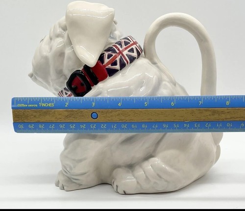 Blue Sky Clayworks English Bulldog Teapot Union Jack Collar NIB Auth Retailer - Picture 9 of 10