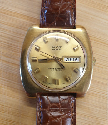 Camy Geneva Vintage Armbanduhr Uhr mechanisch Automatik 25 Jewels Swiss