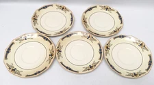 5 Myott Staffordshire Cream Soup Saucers  Blue Urns Floral Scrolls 6 5/8” 