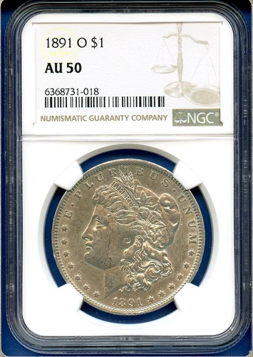 1891 O NGC AU50 Morgan Silver Dollar $1 US Mint Rare Date Coin 1891-O AU-50
