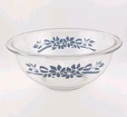 Vintage Pyrex Mixing Bowl Blue Flower Ribbon #323 Medium 1.5L Clear Glass