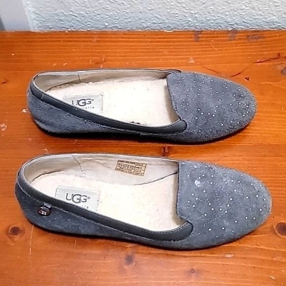 UGG AUSTRALIA SLIP ON DONNA BENTILE CONSTELLATION PIATTO GRIGIO SCAMOSCIATO TAGLIA...