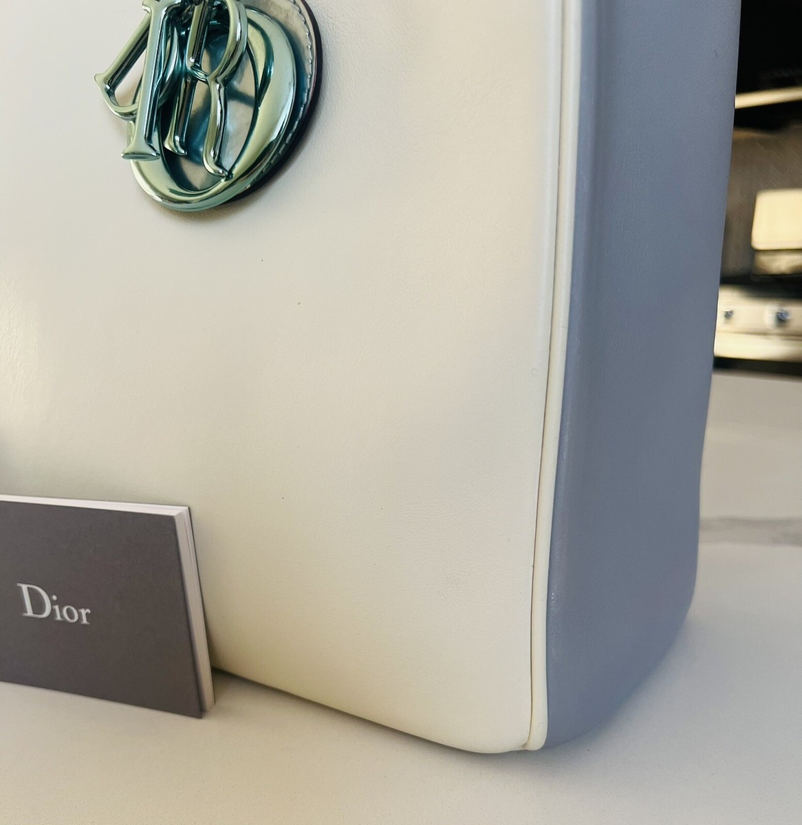 Christian Dior White Pebbled Leather Large Diorissimo Tote Bag | eBay