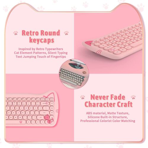 2.4GHz wireless keyboard &mouse+wireless Bluetooth headset 84 Key Cute Keyboard - Picture 39 of 51