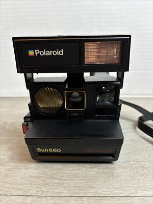Polaroid Black Sun 660 Autofocus Instant Camera Not Film Tested READ 