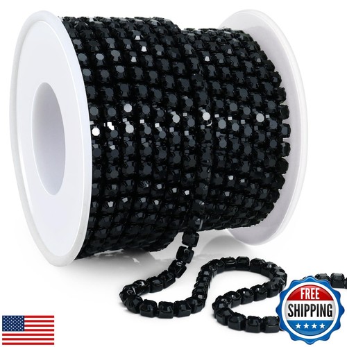 Towenm 1 Roll 10 Yards 4MM Crystal Rhinestone Close Chain, SS16 Sew on Trim f