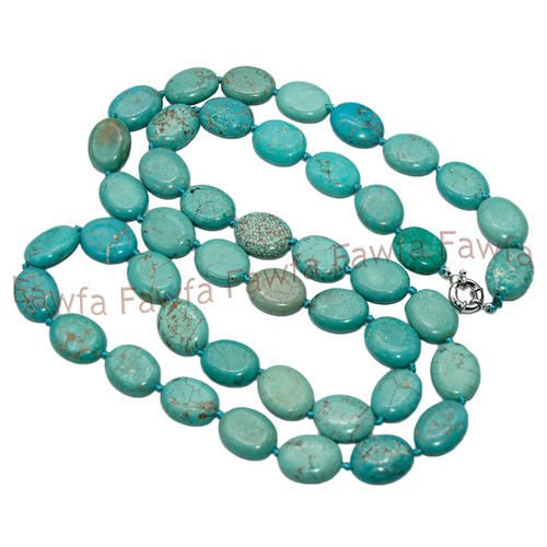 Natural 13x18mm Green Turquoise Oval Egg-shaped Gemstone Beads Necklace 16-48'' - Picture 7 of 15