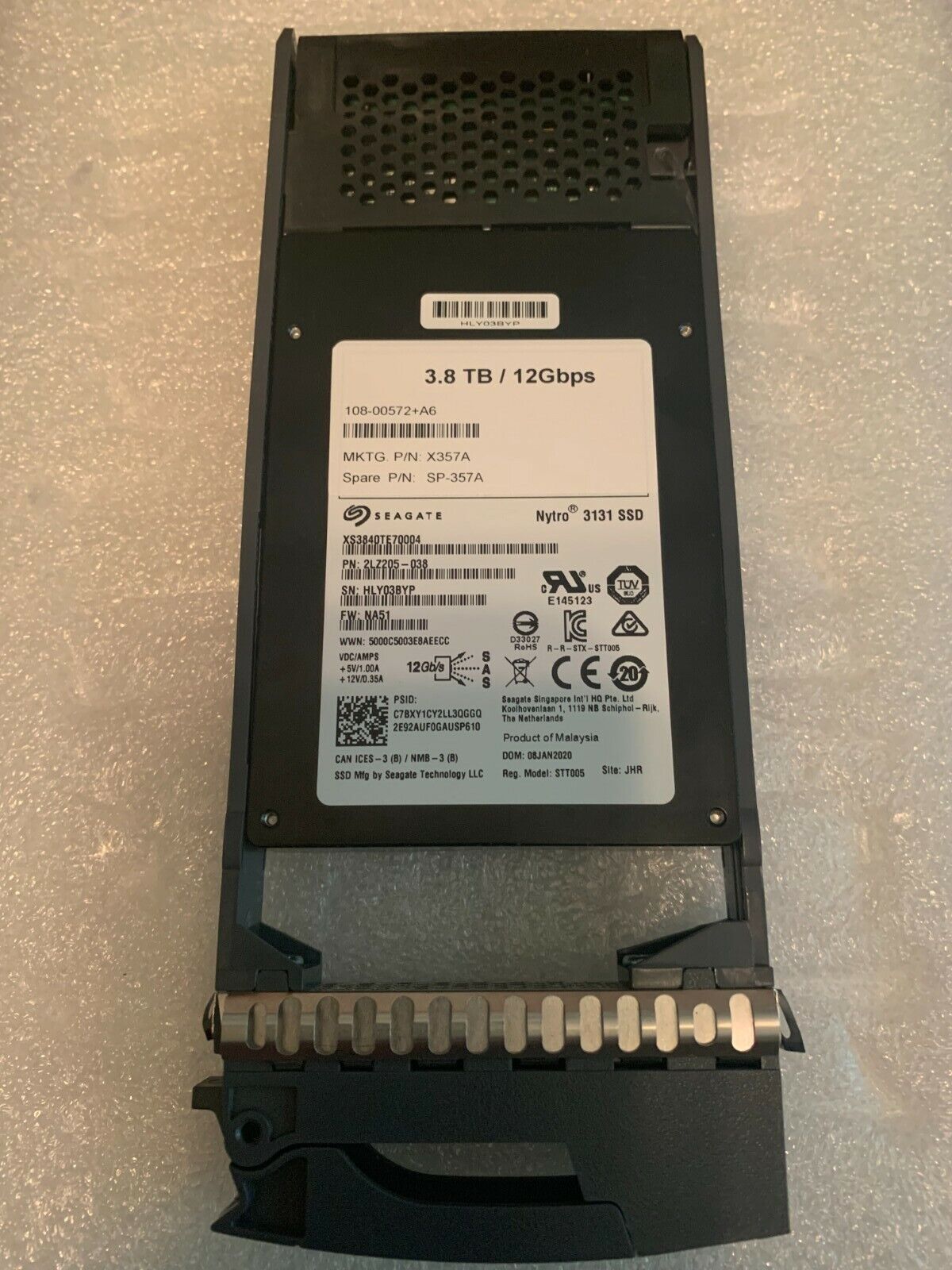X357A NetApp 3.8TB 12GBps 2.5" SAS SSD X357A-R6 SP-357A 108-00572 DS224C AFF