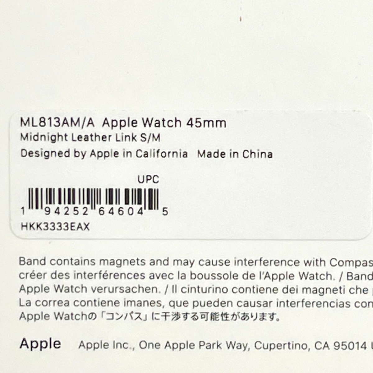 Apple Leather Link for Watch Series Midnight, Size S/M (45mm