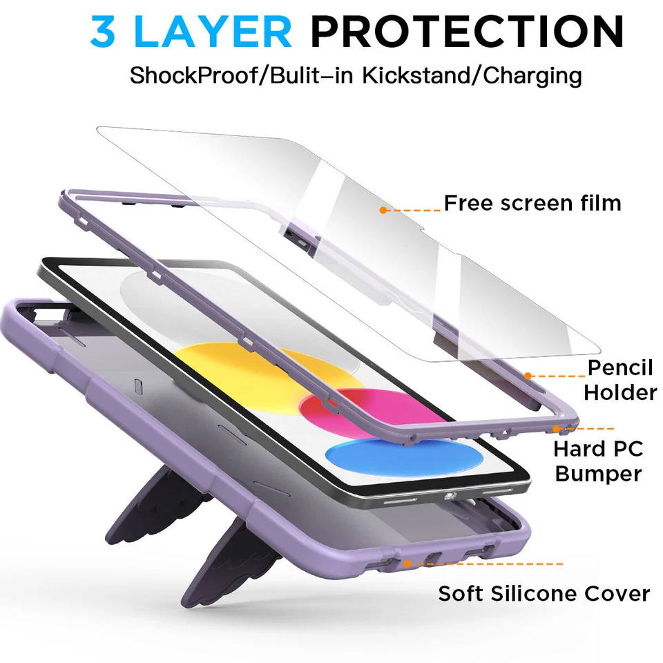 Funda resistente a prueba de golpes con soporte alas de búho para Apple iPad (A16) Foto 3 de 4