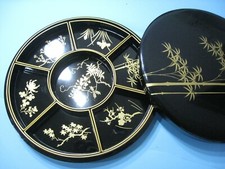 Boîte ANCIENNE en bois laqué service de table origine JAPON Taille 30cm  __B23