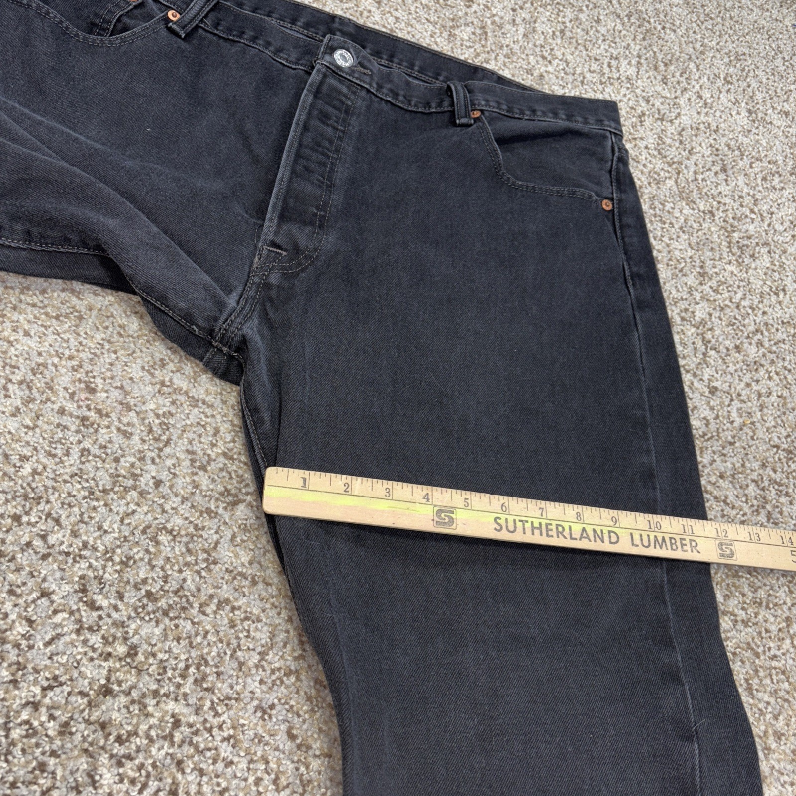 Levi's 501 button fly Jeans Mens 42x30 Black  Denim Straight Leg Fits 40 X 29 - View 12