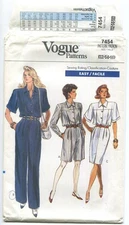 Vogue 7454 Misses' Jumpsuit & Dress SZ 12-16 UNCUT 1989