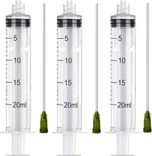 3 Pack 20Ml Industrial Plastic Syringes with Blunt Luer Lock Needle 4 Inch for S