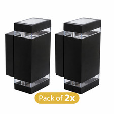 Image of Kanlux ZEW GU10 Up Down Wall Lights Black IP44 With Warm White Bulbs Pack of 2x