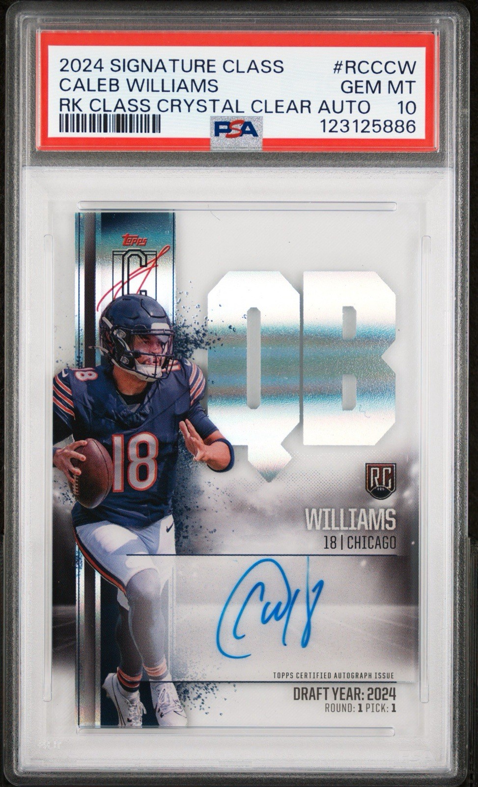 2024 Signature Class Caleb Williams Crystal Clear Rookie On-Card Auto PSA 10 SSP