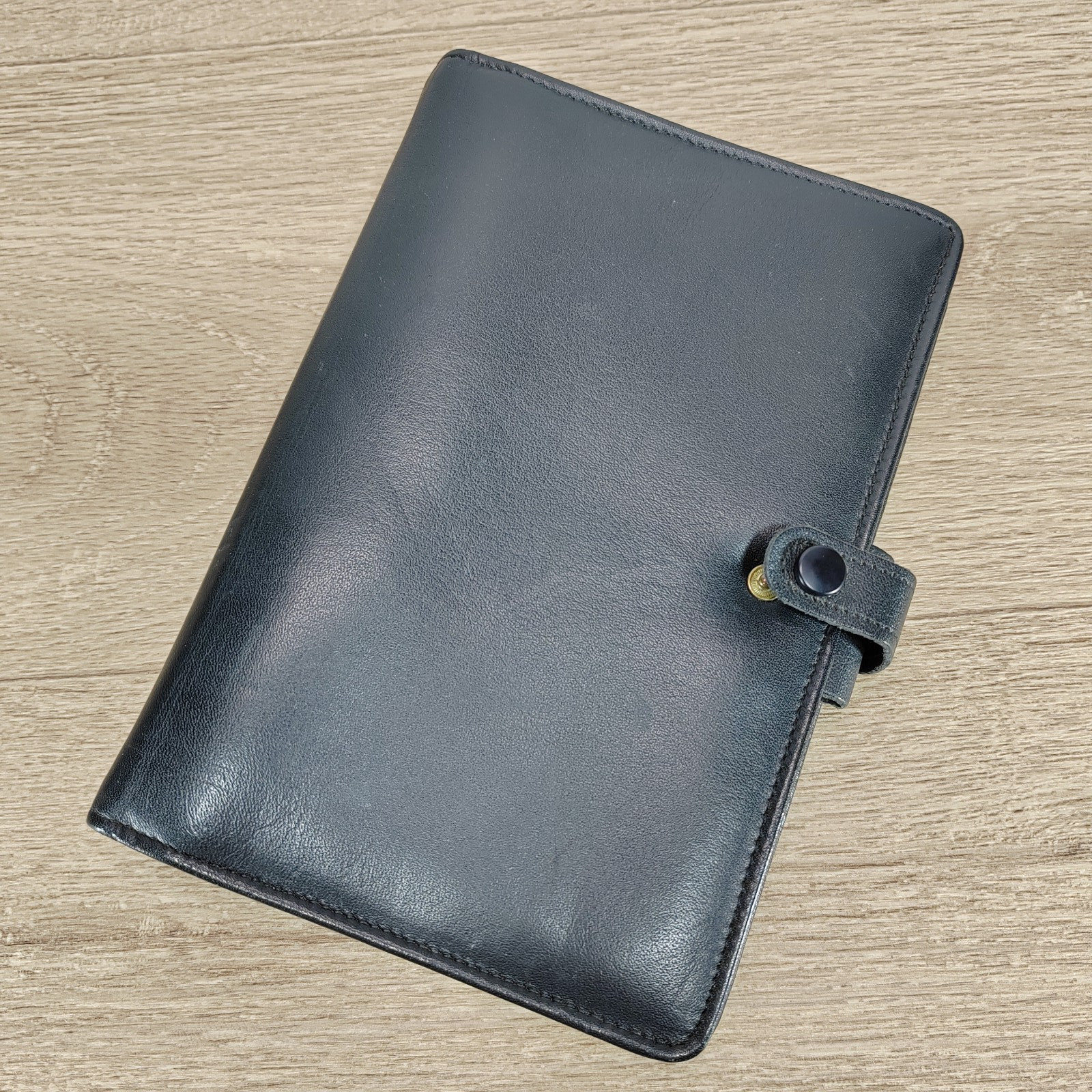 Filofax Black Calf Leather Organiser Personal Vintage Inserts Map Ruler England