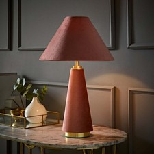 Image of Velvet Table Lamp Living Room Bedside Light Cone Lampshade Bedroom Gold Base