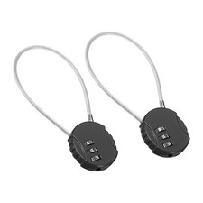 2Pcs 7.8" Black Small Combination Lock 3Digit Padlock