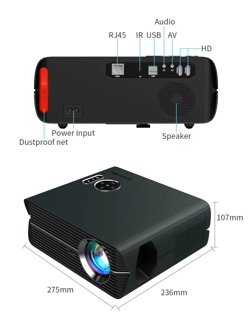 vidéoprojecteur full hd android – design et finitions