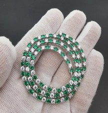 15CT Lab Grown Green Emerald Diamond Necklace Choker 14K White Gold Over 18"