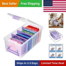 Semi Satchel Portable Craft Organizer with 3 Dividers - Clear Plastic Storage...