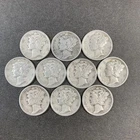 Lot of 10 Mercury Dimes 90% Silver Various Dates Circulated Condition