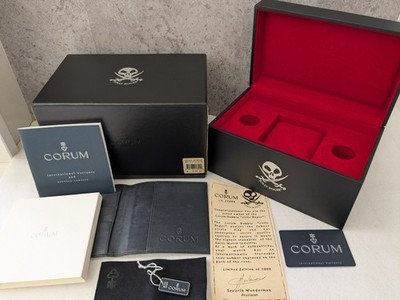 CORUM Jolly Roger Watch Box, Warranty Card, Card Case, Cleaning Cloth
