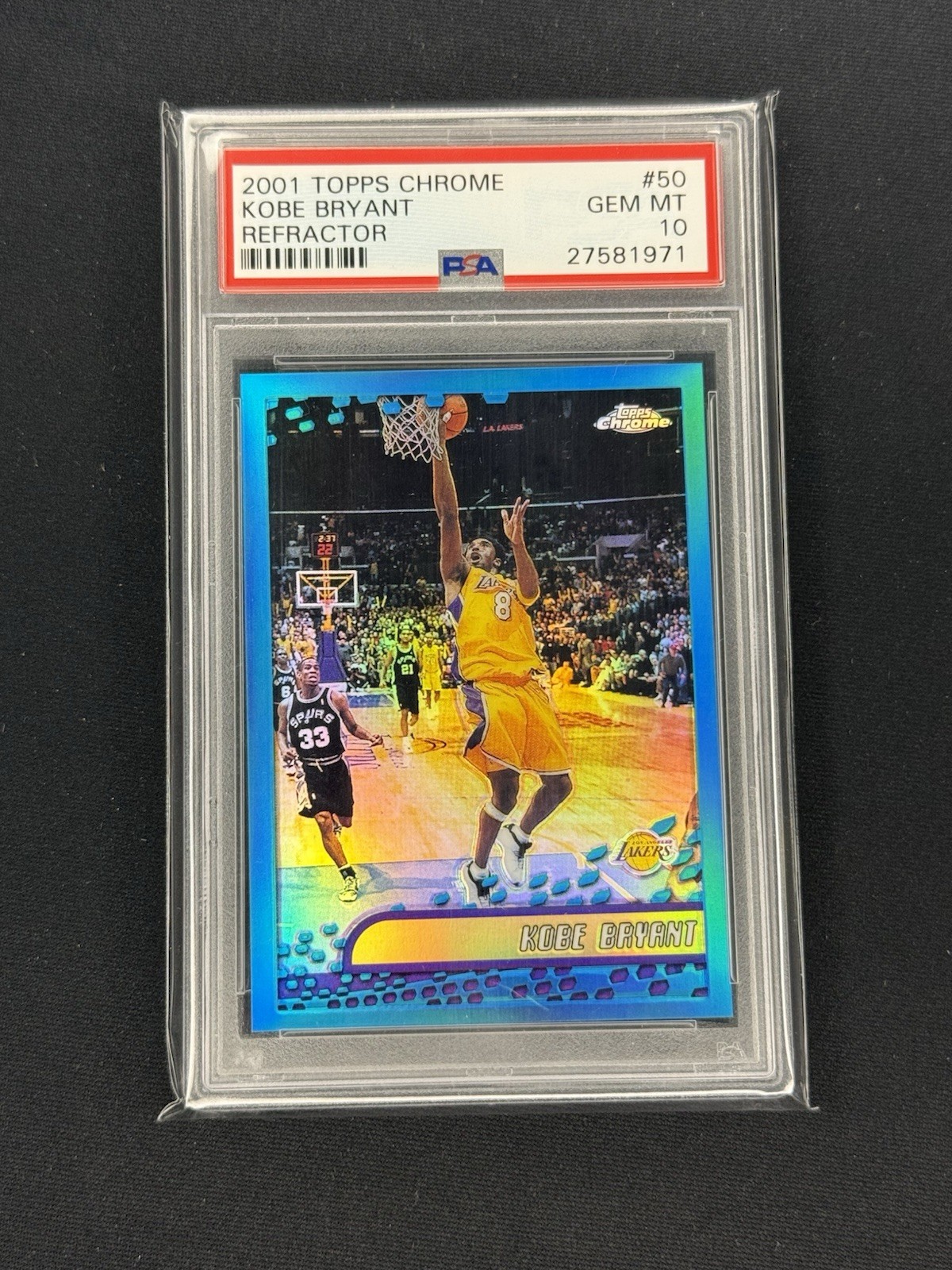POP 23 RARE 2001 Topps Chrome Refractor Kobe Bryant #50 PSA Gem Mint 10 Lakers