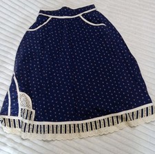 Gunne Sax Vintage Navy Floral Lace Trim Prairie Midi Skirt Cottagecore peasant