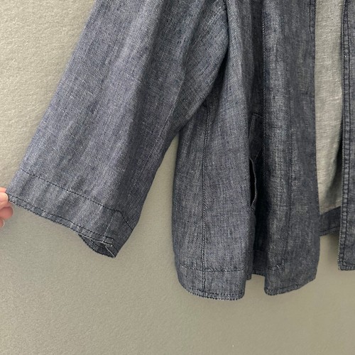 Kasper Chambray Linen Jacket 16W Denim Look Lightweight Open Front Blazer - Picture 5 of 11