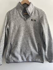 LL Bean Womens Small Pewter Gray Sweater Fleece Pullover Snap