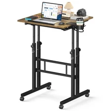 Small Standing Desk with Wheels, Mobile Stand Up Desk, Portable Standing Tabl...