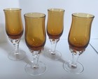 Set of 4 SASAKI CORONATION Amber Cordial Glasses with TWISTED STEM — photo 1