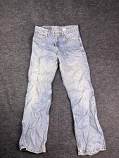 Vintage Levis 505 Jeans Mens 32x30 Light Wash Blue Straight Distressed Denim