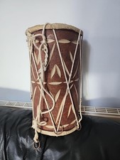 Vintage Indian Dholak Dholki Drum Double Sided Hand Drum Rope Tensioned 35cm