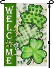 St. Patrick's Day Double-Sided Garden Flag - 12x18 Inch Shamrock Design