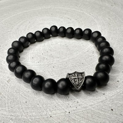 Armband  Schmuck Geschenkidee Schwarz Lavastein Grau Stein Wappen