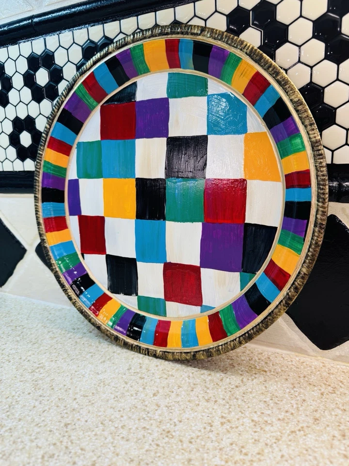 ÚNICO Diseñador Inspirado a Cuadros Regalo Navidad Decoración Patchwork Edredón Cuadros Foto 3 de 4