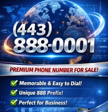 Premium Vanity Phone Number: 443 888-0001 Area Code 443