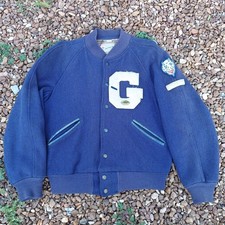 1956 True Vintage Blue Devil Patch High School Wool Letterman Baseball Jacket 