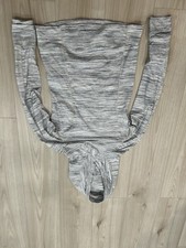 Women's Heathered Gray Off-Shoulder Long Sleeve Stretch Knit Bodysuit