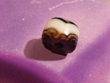 ANCIENT INDO TIBETAN EAST ASIA BANDED CHUNG AGATE DISC BEAD 7.6-4.4MM CONTRAST