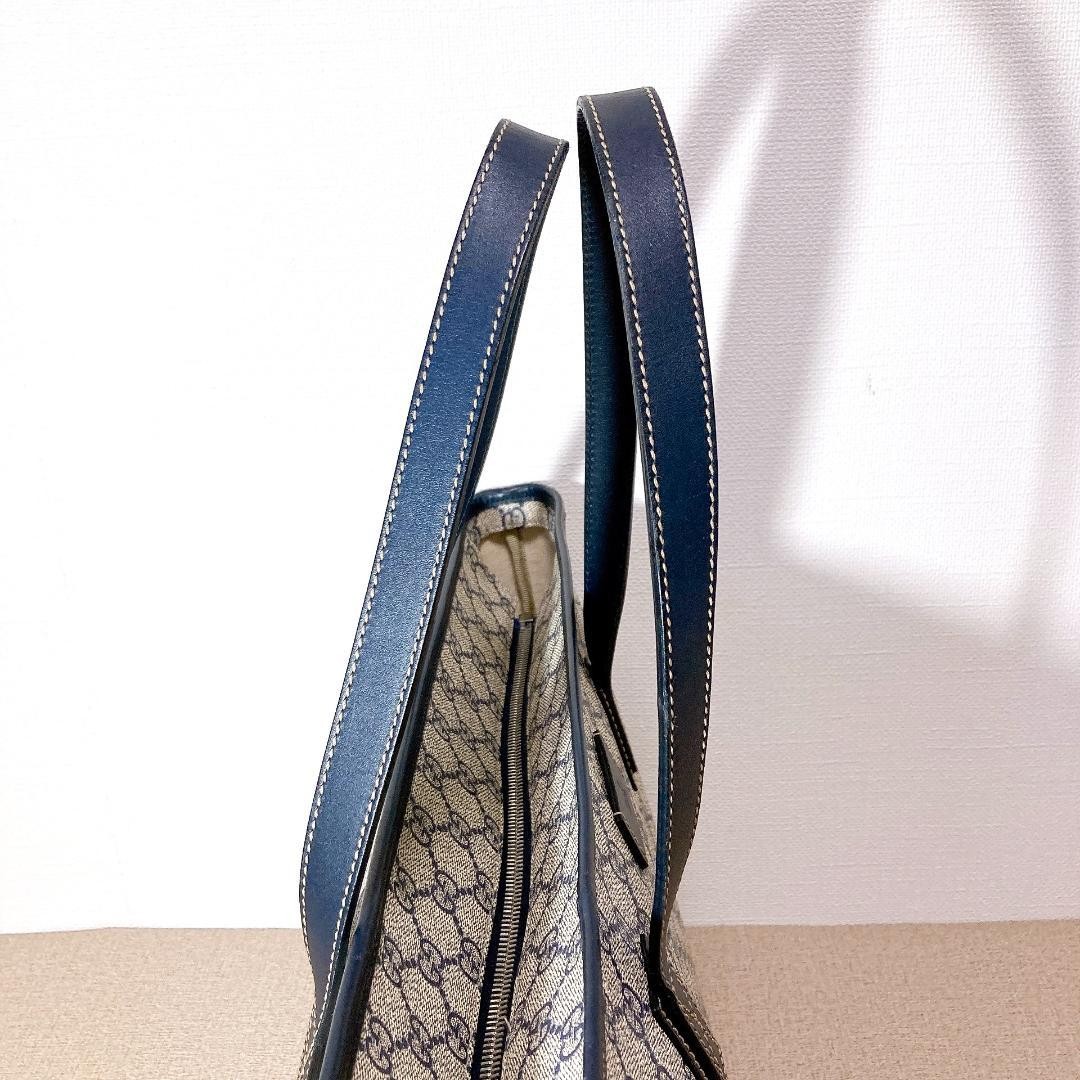 GUCCI GG Tote Hand Bag Ziplock Leather PVC Beige Black Silver Hardware Japan thumbnail 7