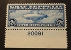 SCOTT #C15 VF  MINT XLH 1930 $2.60 BLUE GRAF ZEPPELIN PASSING GLOBE  w/ PLATE #