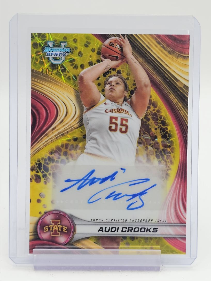 AUDI CROOKS 2024-25 BOWMAN U BEST YELLOW LASER REFRACTOR AUTO /75 Q4616