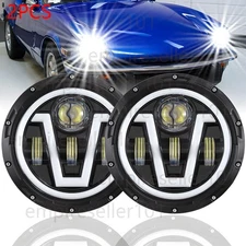 Pair 7 Inch Halo Round LED Headlights Angel Eyes For triump spitfire & Wrangler