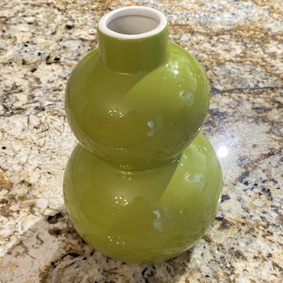 Crate & Barrel Yoko Double Gourd Bubble Vase, Lime Green Ceramic ,  8  Tall